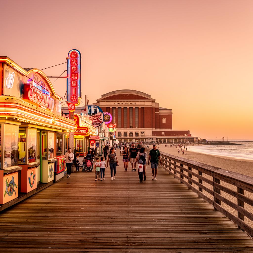 Asbury Park Boardwalk at sunset
