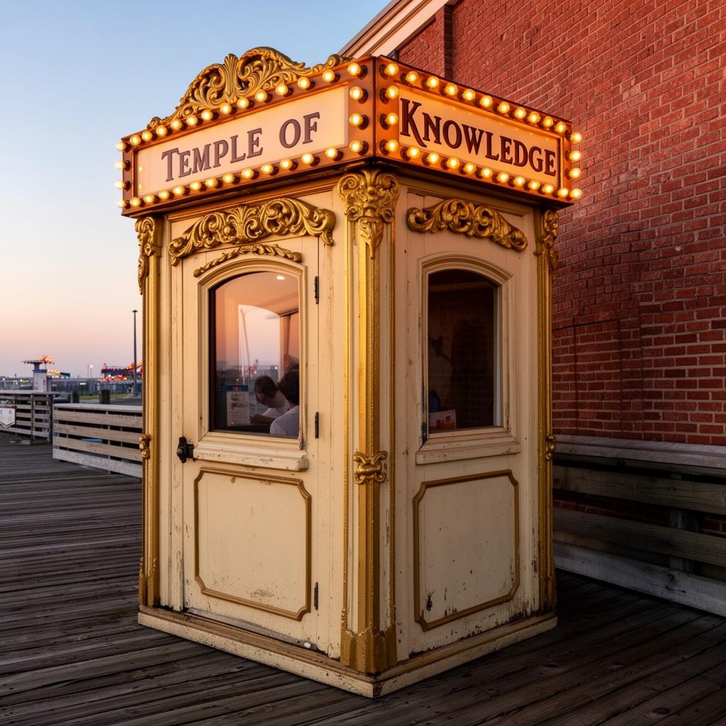 Vintage psychic booth storefront with mystical signage